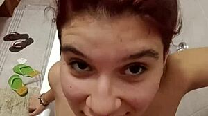 Italian Whore Chiara Begs For Golden Shower On Her Tits In Bathroom