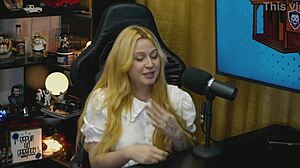 Podcast table doggy exposes branquinha's tiny panty pussy lips super horny