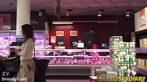 sexy redhead milf shop pickup in prague rides big cock cowgirl