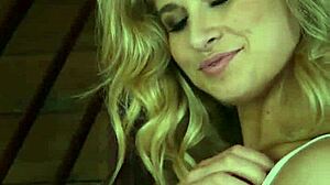 all natural blonde babe strips lingerie like pro