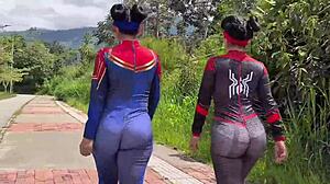 spider woman passionately anal fucked by best friend's boyfriend outdoors