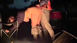 Fat Curvy Couple Uses Pussy at Public Camp to Get Caught