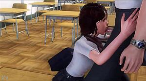 Brunette Seduces Teacher With Classroom Suck