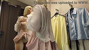 hey watch big tits blonde change in public locker transparent skirt!