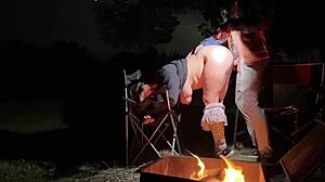 Fat Curvy Couple Uses Pussy at Public Camp to Get Caught