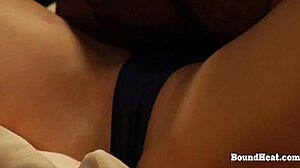 Voyeur slave peeks at madame dominating bound lesbian slave!