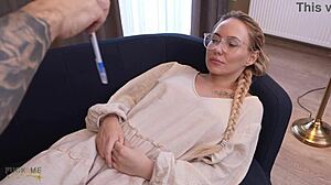 Sex therapist rams patient's wet pussy deep for real screaming orgasm on monster cock