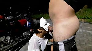 Ebony tattoo slut deepthroats then anal creampies big cock on street for 30 reais