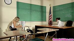 hey lesbian teacher licks student pussy so wet fingering shaved blonde milf teen 😍👅💦🔥... wow!!