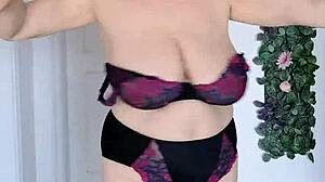 Horny BUSTY GILF TEASES and FLASHES hungry WET PUSSY