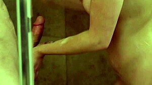 Busty Milf Sucks Monster Cock Hard During Steamy Shower Handjob!