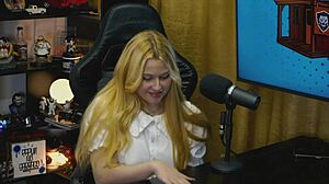 Podcast table doggy exposes branquinha's tiny panty pussy lips super horny