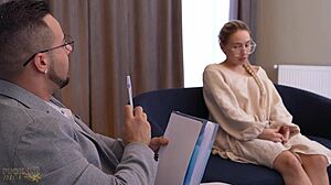 Sex therapist rams patient's wet pussy deep for real screaming orgasm on monster cock