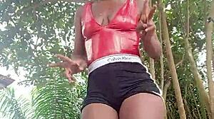 crazybitch shakes huge ass dancing wild during fan workout session