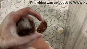 stepsis hops in shower jerks stepbro big cock pov