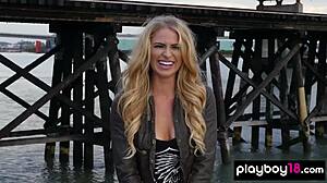all natural blonde babe strips lingerie like pro