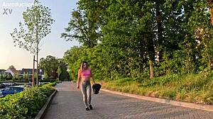 serina gomez wets jeans outdoors in holland public toilet thrill!