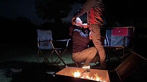 Fat Curvy Couple Uses Pussy at Public Camp to Get Caught