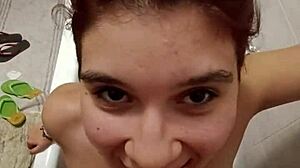 Italian Whore Chiara Begs For Golden Shower On Her Tits In Bathroom