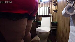 Home toilet camera spies bbw peeing fetish close-up