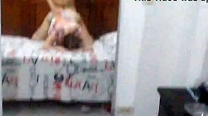 Latina wife bends over mirror in cheating doggystyle