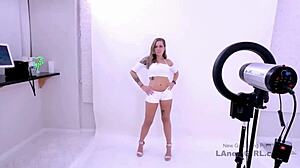 brunette teen model surrenders to casting sofa seduction