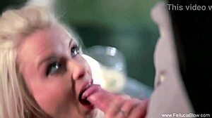 Beautiful babe sensually sucks cock deep plays skin flute to passionate facial swallow