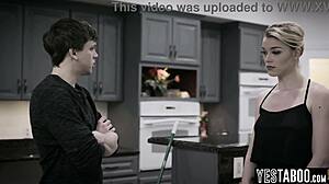 Petite German Blonde Maid's Pussy Craves Horny Stepson's Monster Cock Smash