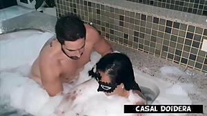 Petite Brazilian Teen's Hotel Hydromassage Turns Cumshot Facial Bliss