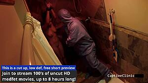 Phoenix Rose spreads in latex gloves for vibrator humiliation backstage