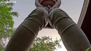 serina gomez wets jeans outdoors in holland public toilet thrill!