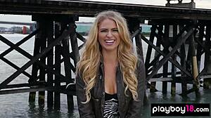 all natural blonde babe strips lingerie like pro