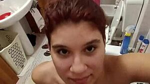 Italian Whore Chiara Begs For Golden Shower On Her Tits In Bathroom