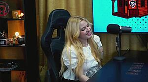 Podcast table doggy exposes branquinha's tiny panty pussy lips super horny
