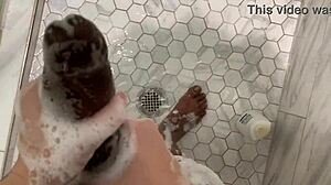 stepsis hops in shower jerks stepbro big cock pov