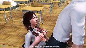 Brunette Seduces Teacher With Classroom Suck