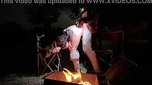 Fat Curvy Couple Uses Pussy at Public Camp to Get Caught