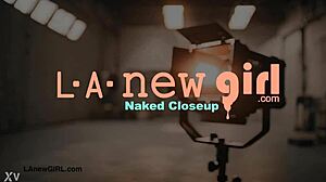 cute 18+ brunette teen poses sexy body in casting photoshoot interview