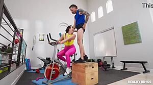 gym bodybuilder brunette turns sweaty fuck fest raunchy reality