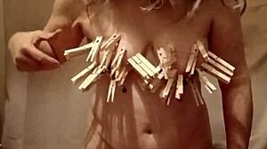 2024 slave f gets pinned clamped belted for outdoor spanking orgasm 😈🔗