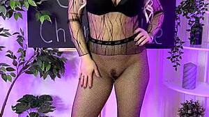 Nylon Club Slips Into Sheer Fishnet Tights Tease