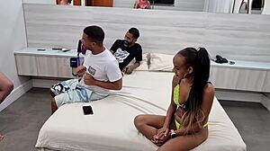 Skinny teen Thai endures rough DP and anal with multiple guys behind scenes