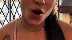 Petite Latina Teen Brunette Sloppy Deepthroat Rimjob Ball Licking Cum in Mouth POV Casting Pretty Young Homemade 18+