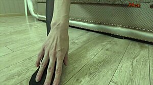 skiny brunette milf helena fucked hard thru her sexy black pantyhose n small tits