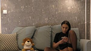 voyeur spies petite brunette's frustrated handjob sans panties in stockings