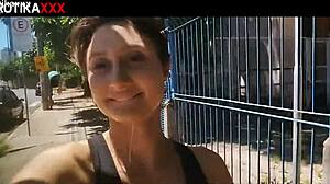 Sadira hotwife flashes and takes facial cumwalk outdoors!