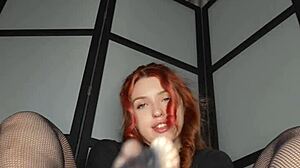 redhead babe's foot fetish dildo cumshot fantasy