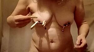 2024 slave f gets pinned clamped belted for outdoor spanking orgasm 😈🔗