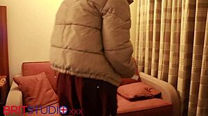 Naughty college girl in lingerie panties masturbates hard in uniform next door?