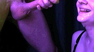 Juicy neighbor girl deepthroats and spits on big dick close-up in dorm